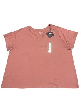 Ava & Viv V-Neck Short Sleeve Tee - Dusty Rose